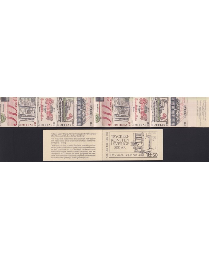 F-EX40823 SVERIGE SWEDEN MNH 1983 BOOKLED PRINTING 500 ANNIV.