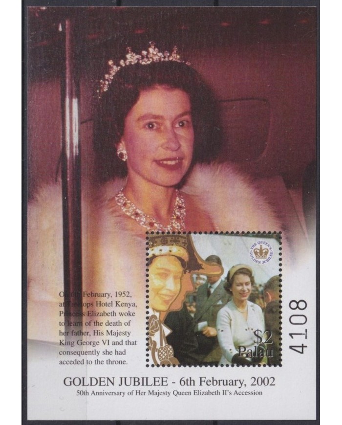F-EX40221 PALAU MNH 2002 GOLDEN JUBILEE QUEEN ELIZABETH.
