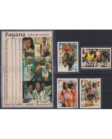F-EX29768 GUYANA MNH 1988 SEOUL OLYMPIC GAMES TO BARCELONA ATHLETISM.