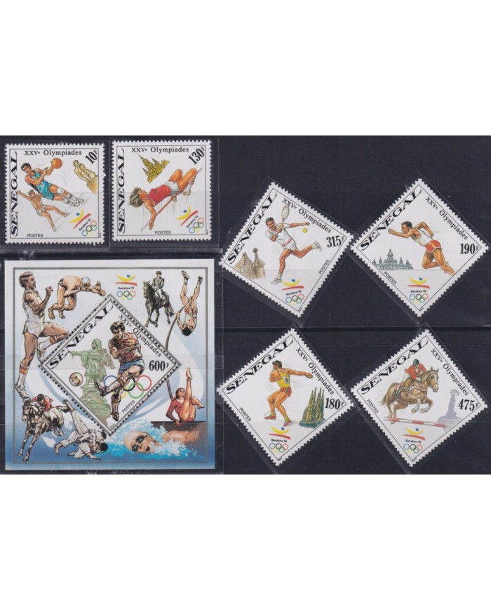 F-EX30279 SENEGAL MNH 1989 IMPERF OLYMPIC BARCELONA LIMITED EDITION SET + SHEET.