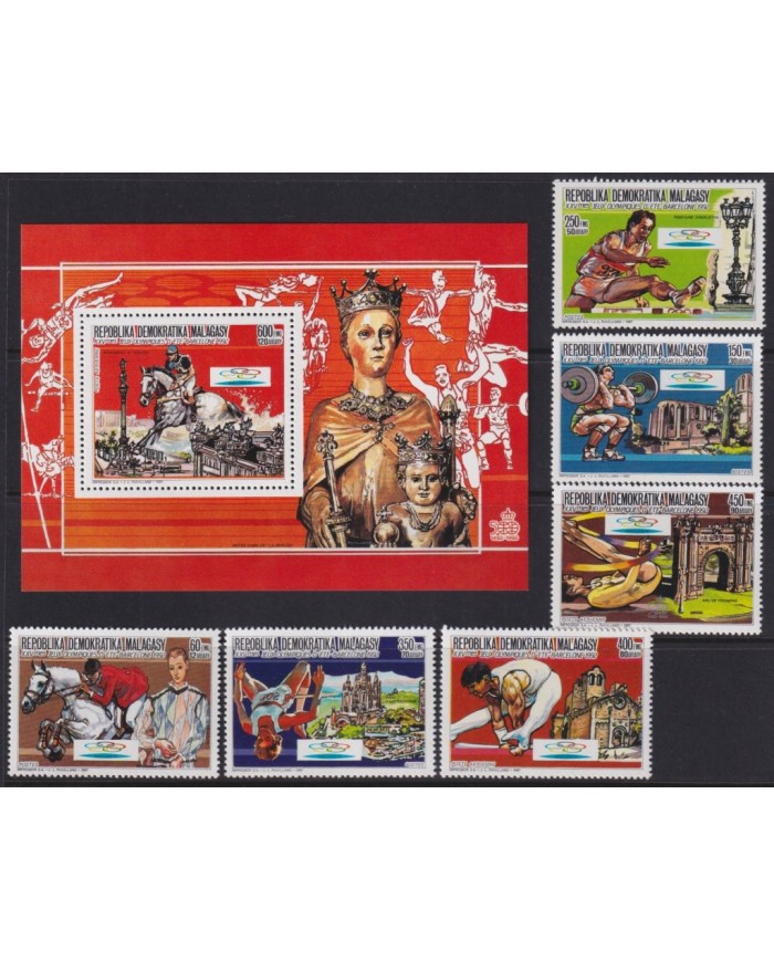 F-EX31020 MADAGASCAR MNH 1987 PERF SHEET ONLY 18.000 BARCELONA OLYMPIC ATHLETISM.