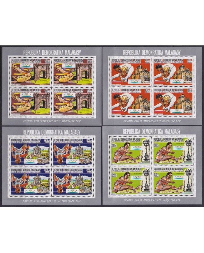 F-EX31051 MADAGASCAR MNH 1987 PERF SHEET ONLY 500 BARCELONA OLYMPIC ATHLETISM.