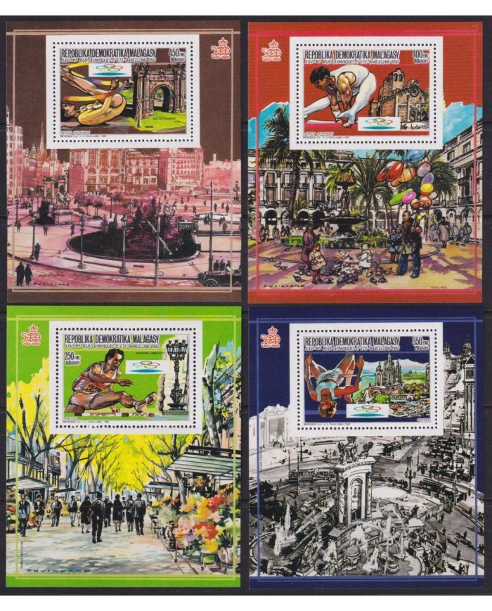 F-EX31052 MADAGASCAR MNH 1987 PERF SHEET ONLY 500 BARCELONA OLYMPIC ATHLETISM.