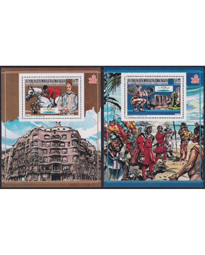 F-EX31052 MADAGASCAR MNH 1987 PERF SHEET ONLY 500 BARCELONA OLYMPIC ATHLETISM.