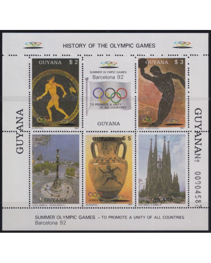 F-EX35715 GUYANA MNH 1987 GREECE ARCHEOLOGY OLYMPIC GAMES BARCELONA.