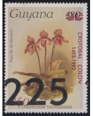 F-EX35779 GUYANA MNH 1987 DISCOVERY ORCHILD RED SURCHARGE COLUMBUS LANGUAGE SPANISH.
