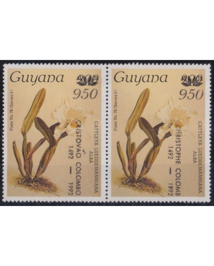 F-EX35781 GUYANA MNH 1987 DISCOVERY ORCHILD SURCHARGE COLUMBUS LANGUAGE ENGLISH.