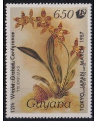 F-EX35865 GUYANA MNH 1987 WORLD ORCHILD CONFERENCE SURCHARGE FLOWER.