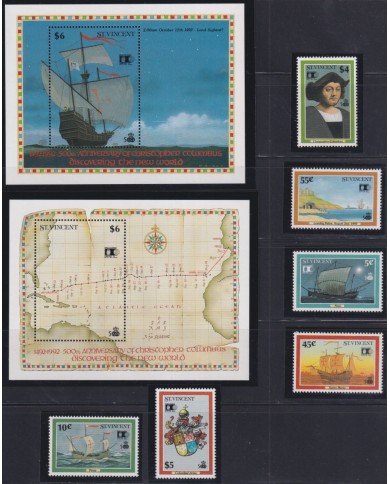 F-EX37015 ST VINCENT 1991 MNH DISCOVERY COLUMBUS SHIP CARAVEL ART PAINTING.