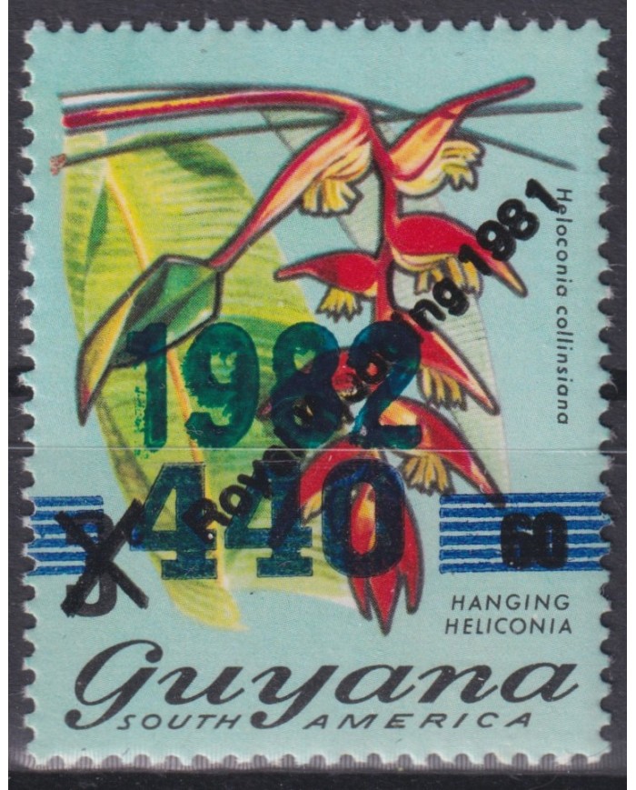 F-EX41413 GUYANA MNH 1981 OVERPRINT 1982 & NEW VALUE FLOWER FLORES.