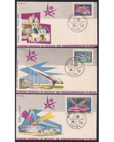F-EX41198 BELGIUM FDC 1958 WORLD FAIR BRUXELLES PAVILION EXHIBITION.