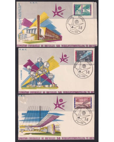 F-EX41198 BELGIUM FDC 1958 WORLD FAIR BRUXELLES PAVILION EXHIBITION.