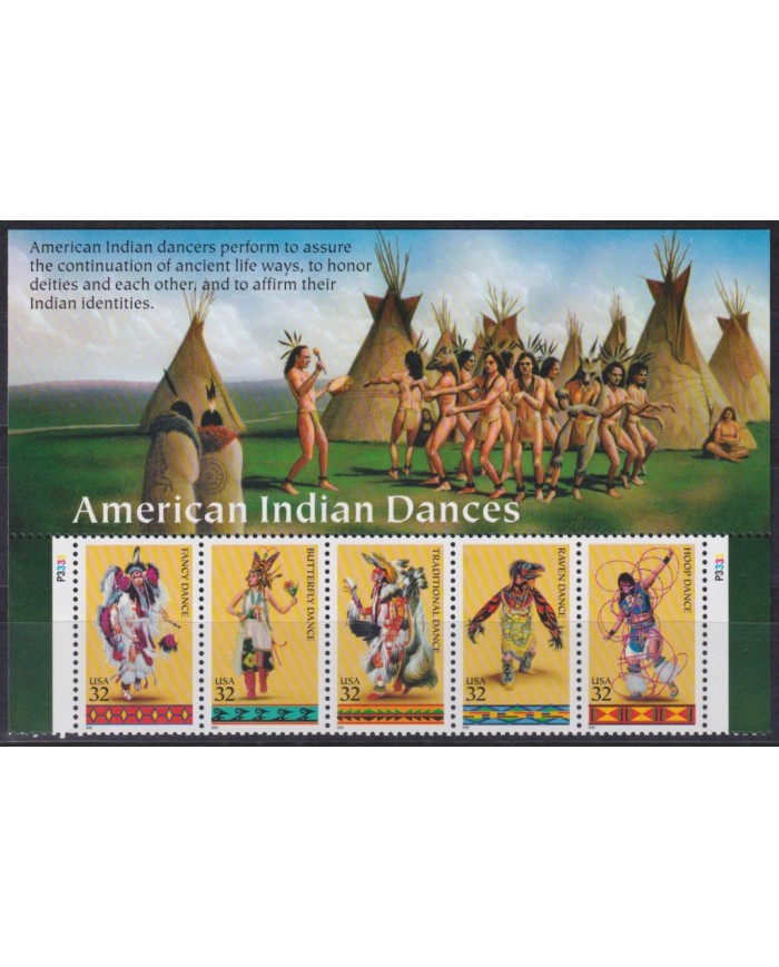 F-EX40574 US USA MNH 1996 AMERICAN INDIAN DANCES ETHNOGRAFIC.