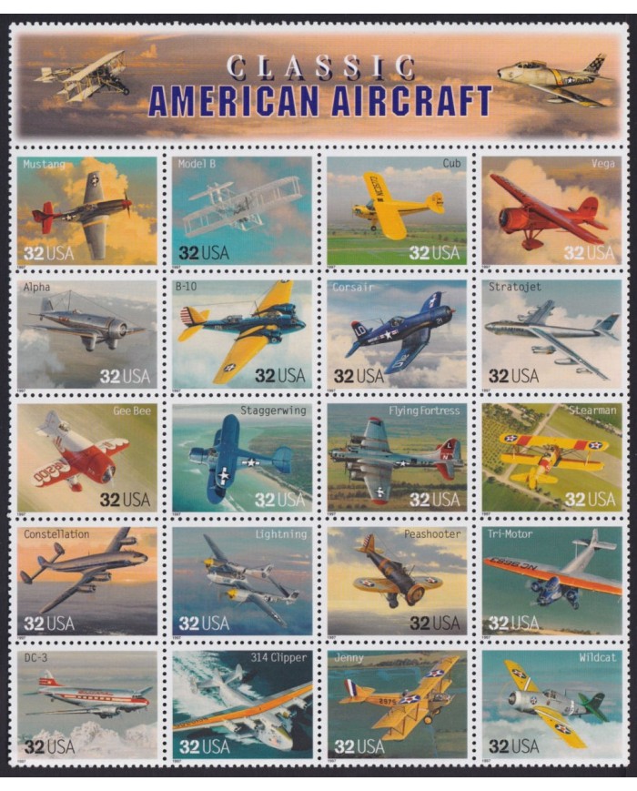 F-EX41300 US USA MNH 1997 CLASSIC AMERICAN AIRCRAFT AVION AIRPLANE.