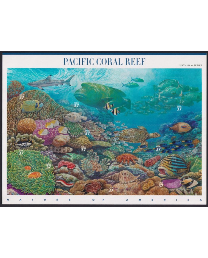 F-EX41305 US USA MNH 2013 PACIFIC CORAL REEF MARINE WILDLIFE FISH TURTLE.