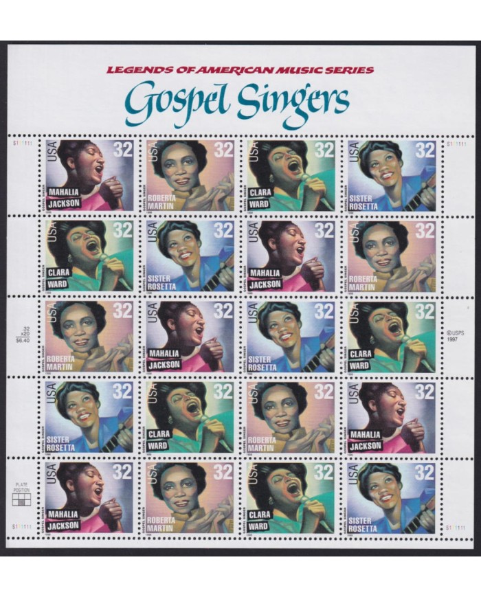 F-EX41314 US USA MNH 1998 LEGENDS OF AMERICAN SINGER GOSPEL MAHALIA JACKSON.