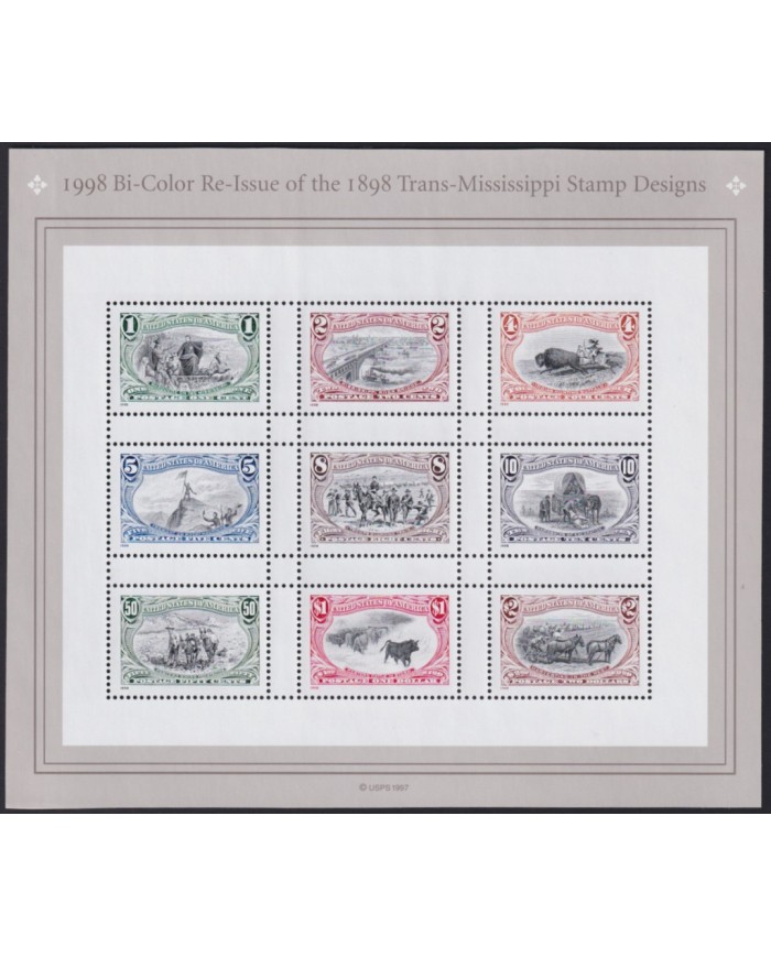 F-EX41337 US USA MNH 1998 TRANS-MISSISSIPPI ISSUE BULLS BRIDGE BUFFALO.