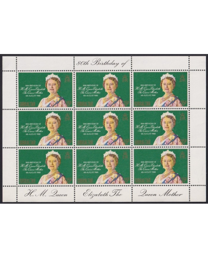 F-EX41498 GIBRALTAR 1980 MNH 80 ANIV QUEEN MOTHER.