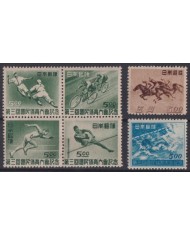 F-EX41488 JAPAN 1950 MLH SPORT BASEBALL ATHLETISM EQUESTRIAN SWIMMING.