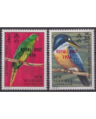 F-EX41501 NEW HEBRIDES 1974 MNH ENGLISH. BIRD AVES PAJAROS ROYAL VISIT OVERPRINT.