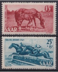 F-EX41482 SAAR GERMANY MLH 1949 DAY OF HORSE EQUSTRIAN.