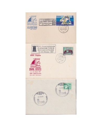 F-EX1912 ALEMANIA GERMANY DDR 10 SPECIAL CANCEL CHESS AJEDREZ.