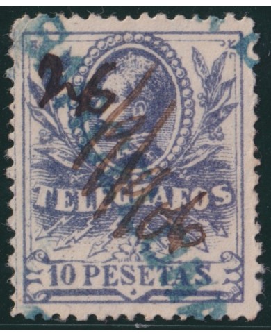 Z236 ESPAÑA SPAIN 1905 10p TELEGRAPH TELEGRAFOS POSTAL FORGERY TIPO II HOJA 2094.