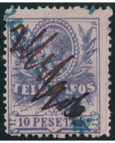 Z241 ESPAÑA SPAIN 1905 10p TELEGRAPH TELEGRAFOS POSTAL FORGERY TIPO II HOJA 892.