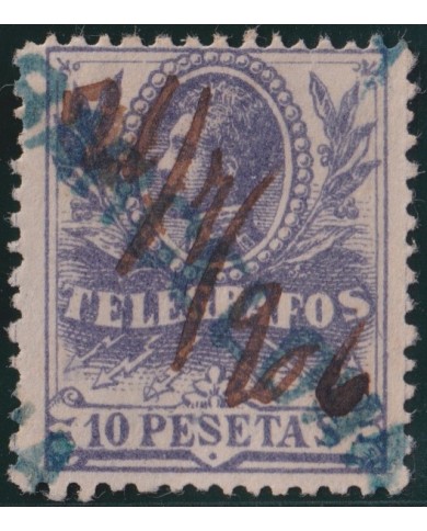 Z242 ESPAÑA SPAIN 1905 10p TELEGRAPH TELEGRAFOS POSTAL FORGERY TIPO I HOJA 495.