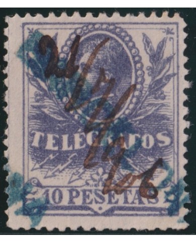 Z243 ESPAÑA SPAIN 1905 10p TELEGRAPH TELEGRAFOS POSTAL FORGERY TIPO I HOJA 495.