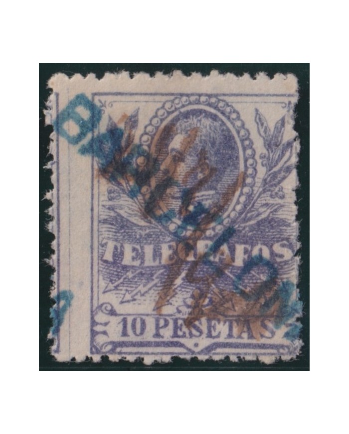 Z244 ESPAÑA SPAIN 1905 10p TELEGRAPH TELEGRAFOS POSTAL FORGERY TIPO I HOJA 497.