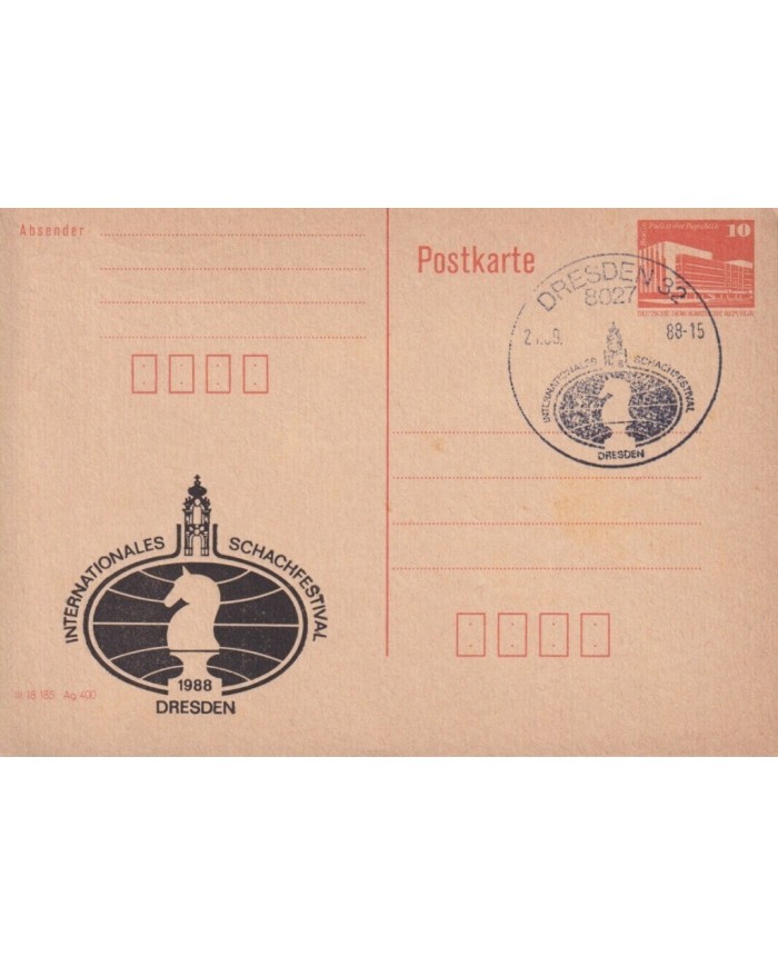 F-EX1912 ALEMANIA GERMANY DDR 10 SPECIAL CANCEL CHESS AJEDREZ.