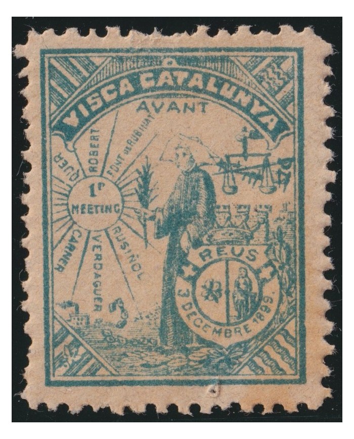 Z249 ESPAÑA SPAIN BARCELONA 1899 REUS VIÑETA NACIONALISTA CATALANISTA.