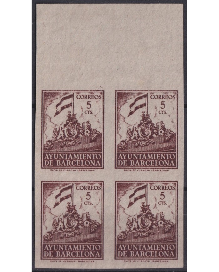 Z270 ESPAÑA SPAIN 1940 AYUNTAMIENTO DE BARCELONA IMPERFORATED PROOF GRAY PAPER.