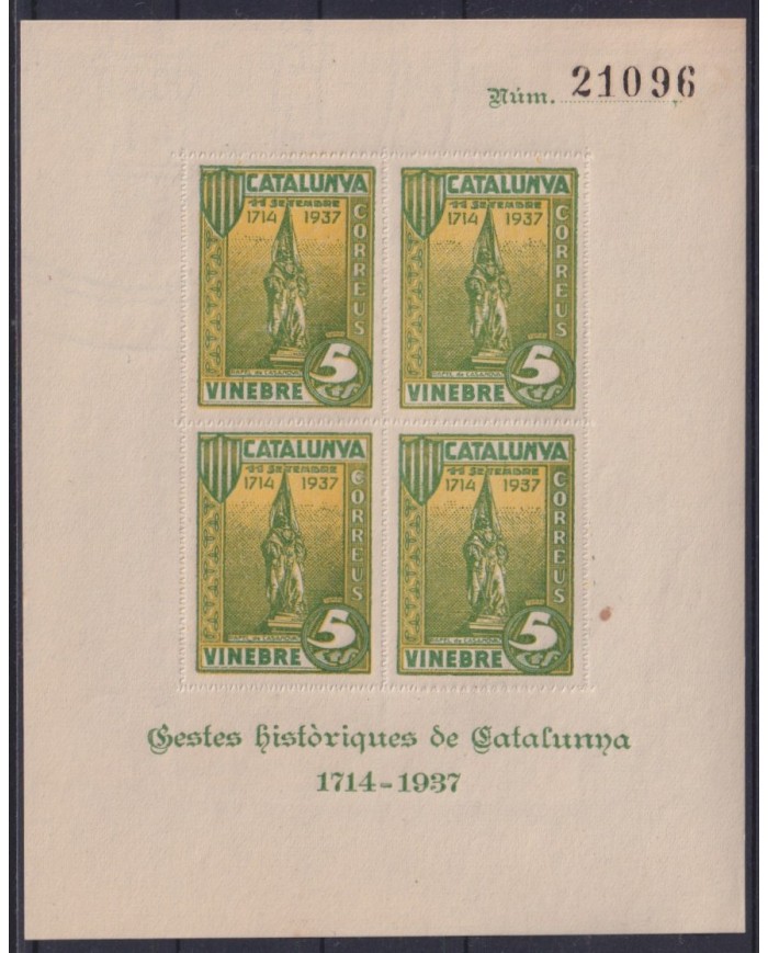 Z281 ESPAÑA SPAIN VIÑETAS 1937 CIVIL WAR CATALUÑA CASANOVA ORIGINAL GUM.