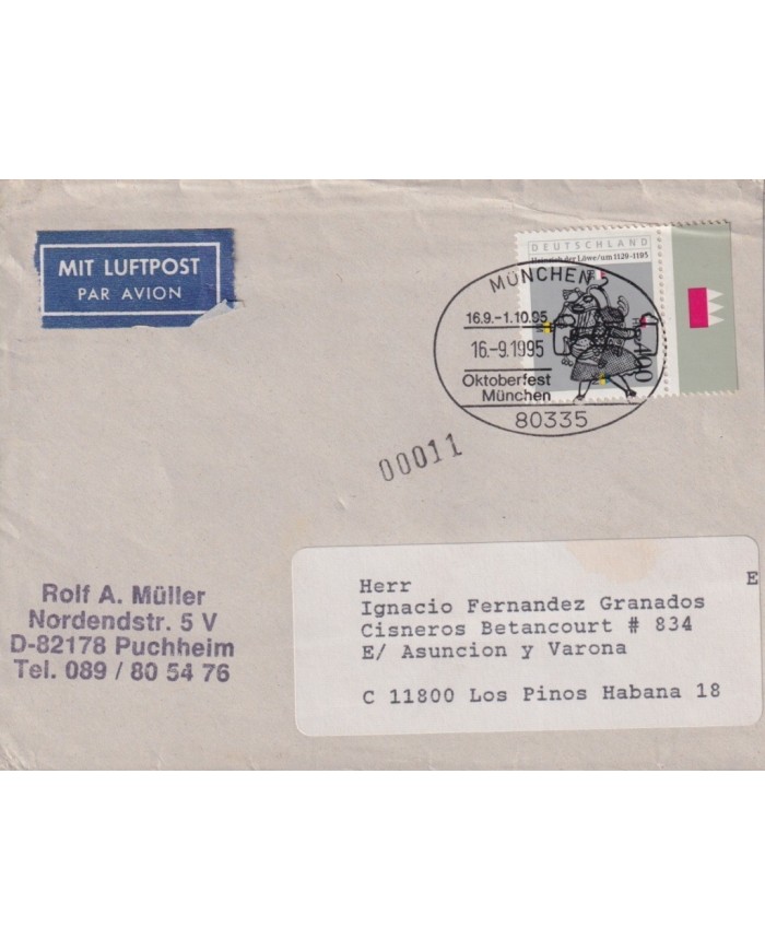 F-EX1913 ALEMANIA GERMANY DDR 10 SPECIAL CANCEL CHESS AJEDREZ.