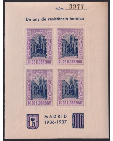 Z287 ESPAÑA SPAIN VIÑETAS 1937 CIVIL WAR CATALUÑA PI DE LLOBREGAT MADRID ORIGINAL GUM.