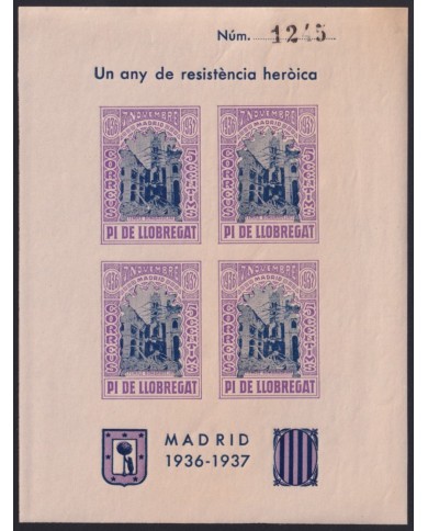 Z288 ESPAÑA SPAIN VIÑETAS 1937 CIVIL WAR CATALUÑA PI DE LLOBREGAT MADRID ORIGINAL GUM.