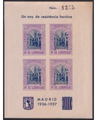 Z288 ESPAÑA SPAIN VIÑETAS 1937 CIVIL WAR CATALUÑA PI DE LLOBREGAT MADRID ORIGINAL GUM.