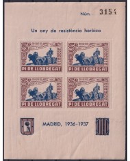Z293 ESPAÑA SPAIN VIÑETAS 1937 CIVIL WAR CATALUÑA PI DE LLOBREGAT CIBELES ORIGINAL GUM.