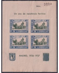 Z296 ESPAÑA SPAIN VIÑETAS 1937 CIVIL WAR CATALUÑA PI DE LLOBREGAT CIBELES ORIGINAL GUM.
