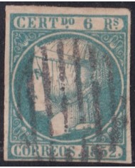 Z1 ESPAÑA SPAIN Ed.16 1852 6 REALES ISABEL II. ORIGINAL 100% GUARANTEE. 700€ Cat.
