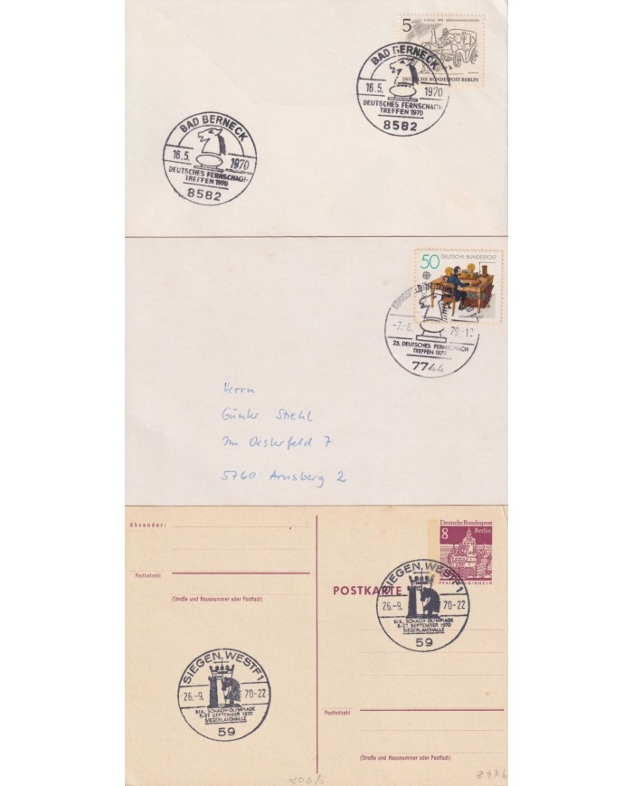 F-EX1914 ALEMANIA GERMANY DDR 10 SPECIAL CANCEL CHESS AJEDREZ.