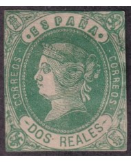 Z16 ESPAÑA SPAIN 2 rs ISABEL II UNUSED NO GUM Ed.62.