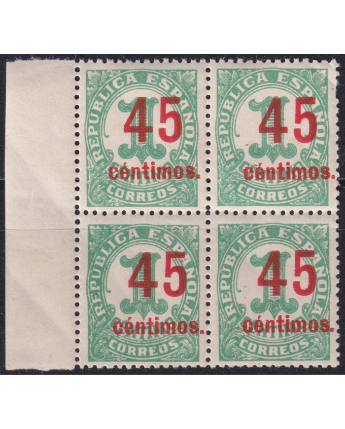 Z49 ESPAÑA SPAIN 1938 PERFORATED 45 CENTIMOS RED OVERPRINT ORIGINAL GUM.