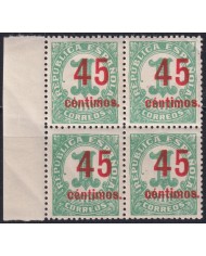 Z49 ESPAÑA SPAIN 1938 PERFORATED 45 CENTIMOS RED OVERPRINT ORIGINAL GUM.