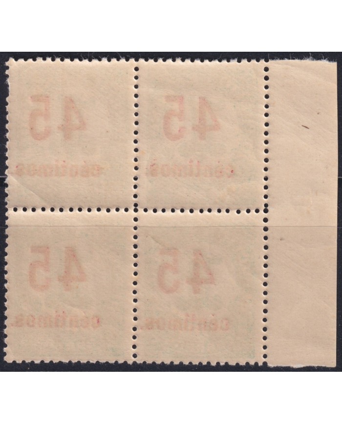 Z49 ESPAÑA SPAIN 1938 PERFORATED 45 CENTIMOS RED OVERPRINT ORIGINAL GUM.