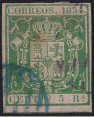 Z2 ESPAÑA SPAIN Ed.26 1854 5 REALES ORIGINAL 100% GUARANTEE.