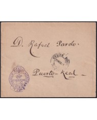 Z198 ESPAÑA SPAIN 1895 DR THEBUSSEM CARTERO HONORARIO MEDINA SIDONIA PUERTO REAL.