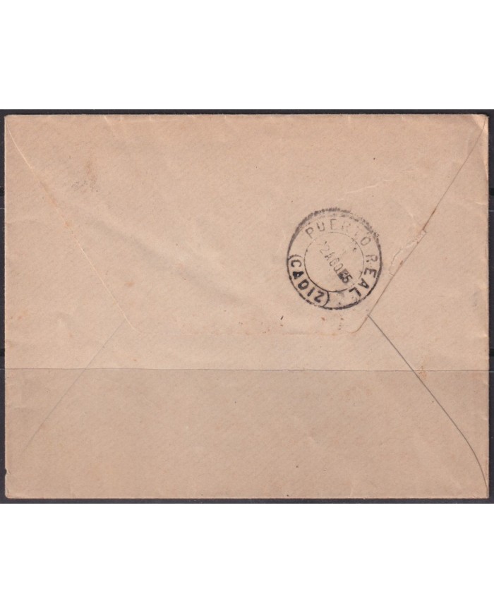 Z198 ESPAÑA SPAIN 1895 DR THEBUSSEM CARTERO HONORARIO MEDINA SIDONIA PUERTO REAL.